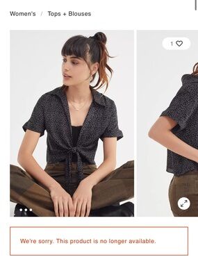 Urban outfitters Black Speckled Tie-Front Short Sleeve cropped Top